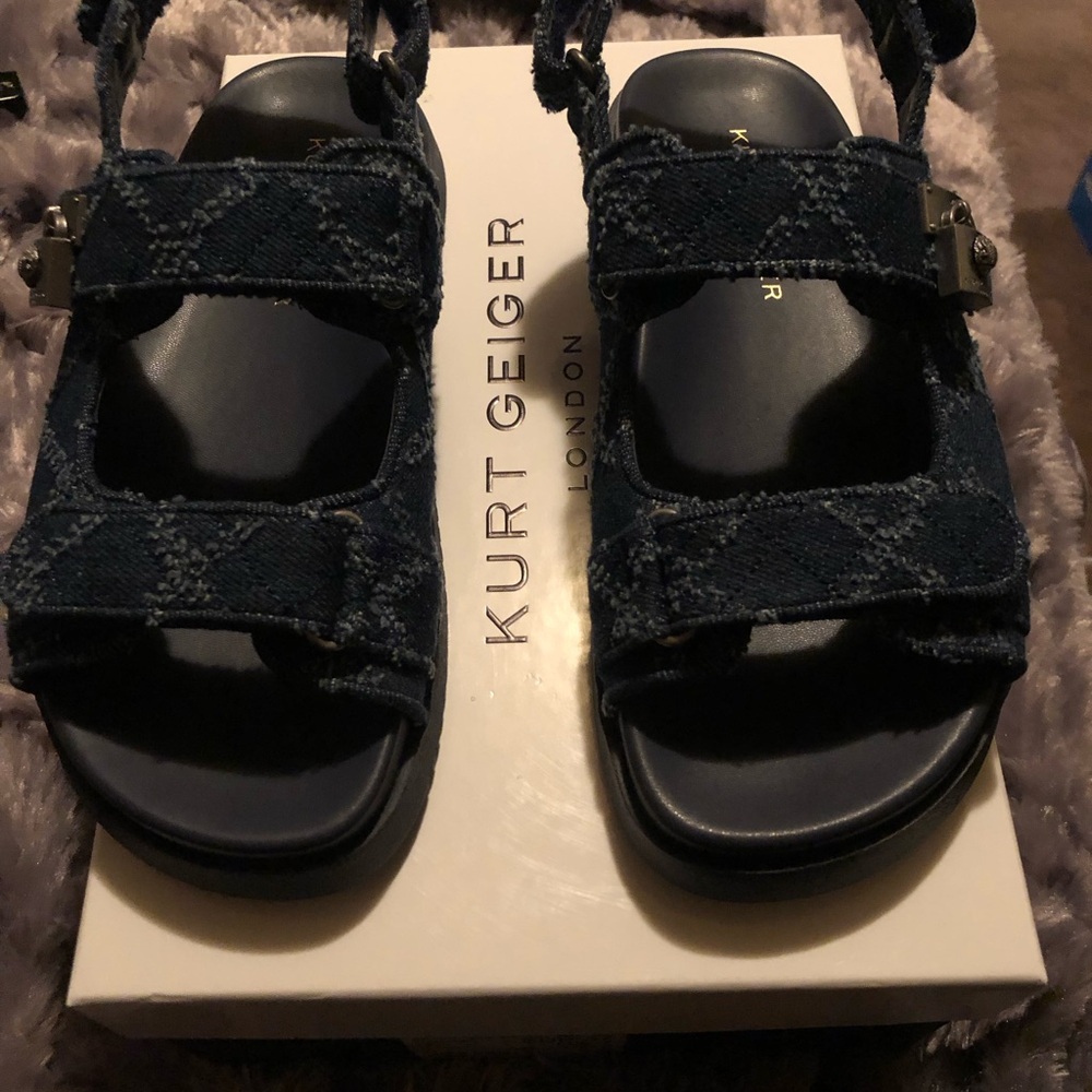 Kurt Geiger Navy Textured Sandals